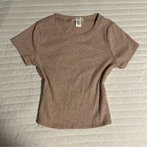 Women's Ribbed Beige Crop Top